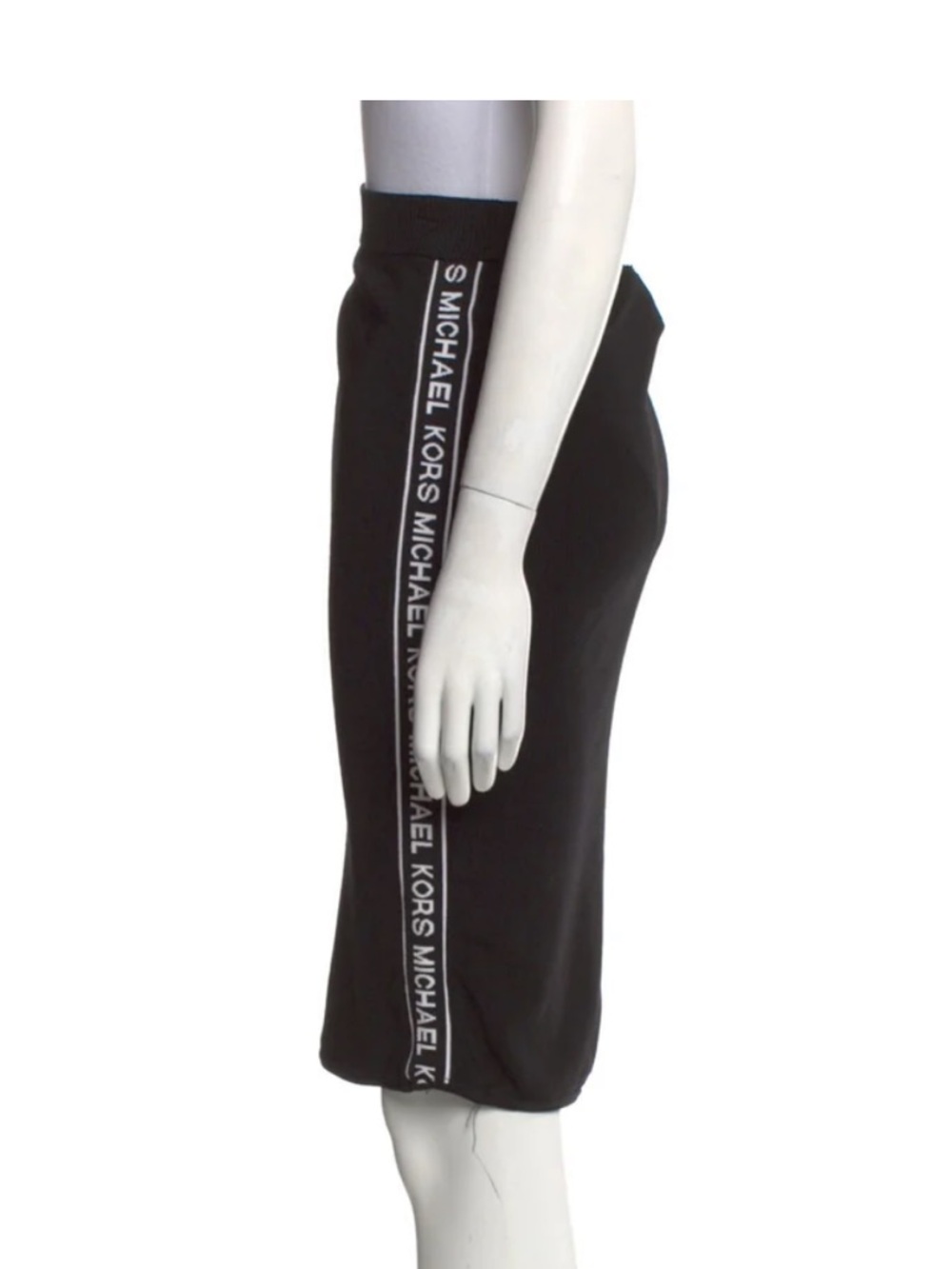 Michael Kors Black Logo-Trim Pencil Skirt XS High waist skinny midi skirt